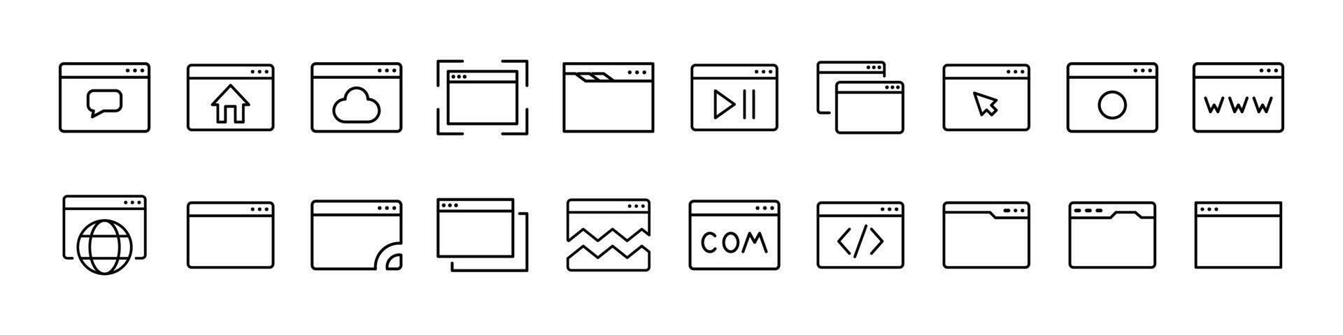 Web Page Line Icon Bundle. Outline Signs for Graphic and Web Design, Apps, Adverts, Various Cards vector