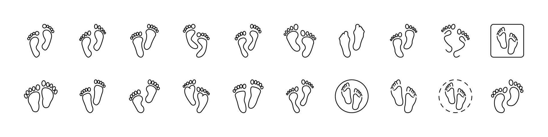 Footprint Modern Outline Style Icons for Design, Cards, Apps, Social Networks vector