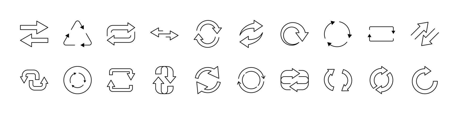 Arrow Round Modern Outline Style Icons for Design, Cards, Apps, Social Networks vector