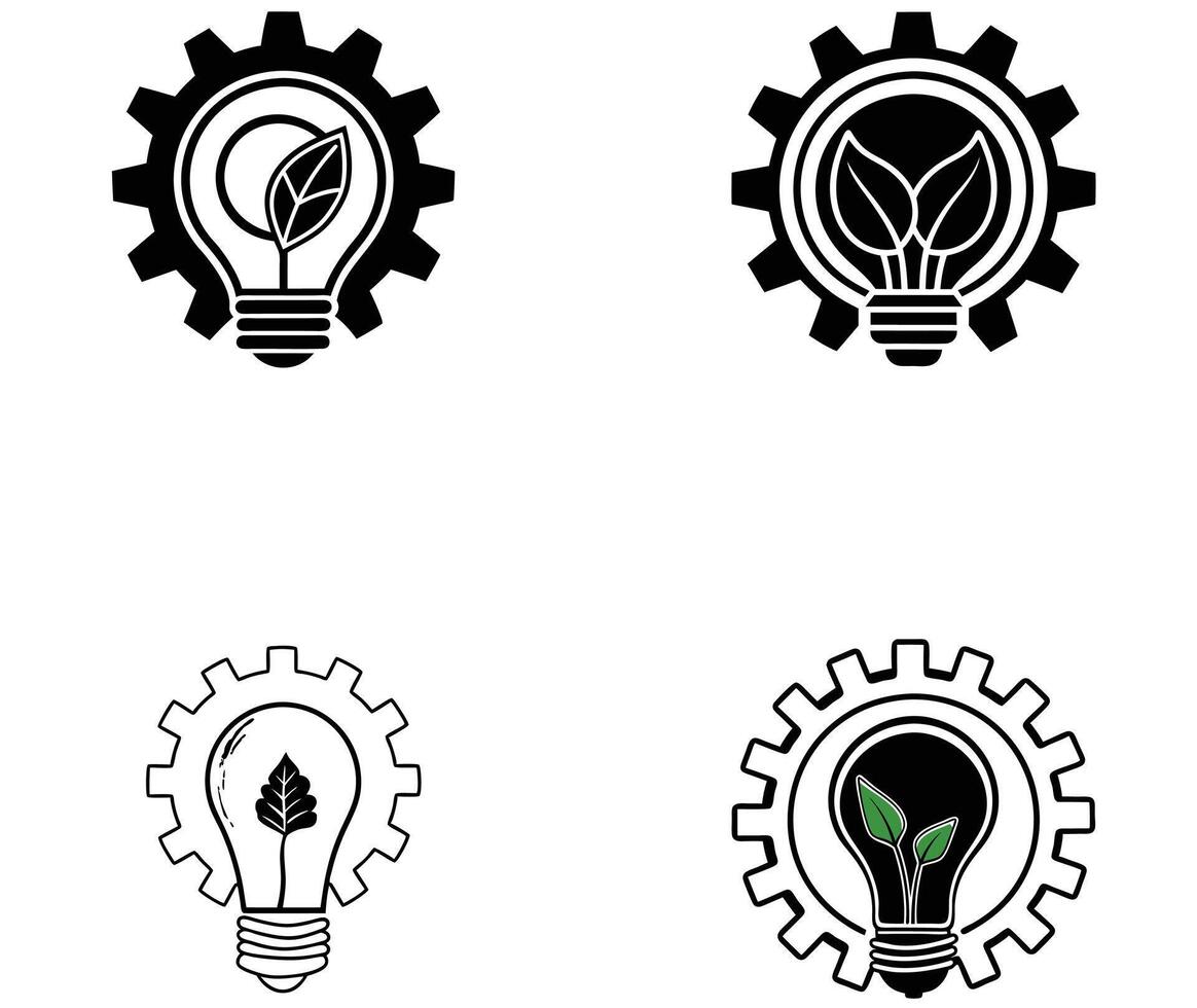 Unleash your creative potential with this collection of light bulb vectors representing brainstorming and conceptualization. Ideal for marketing materials and brainstorming sessions .