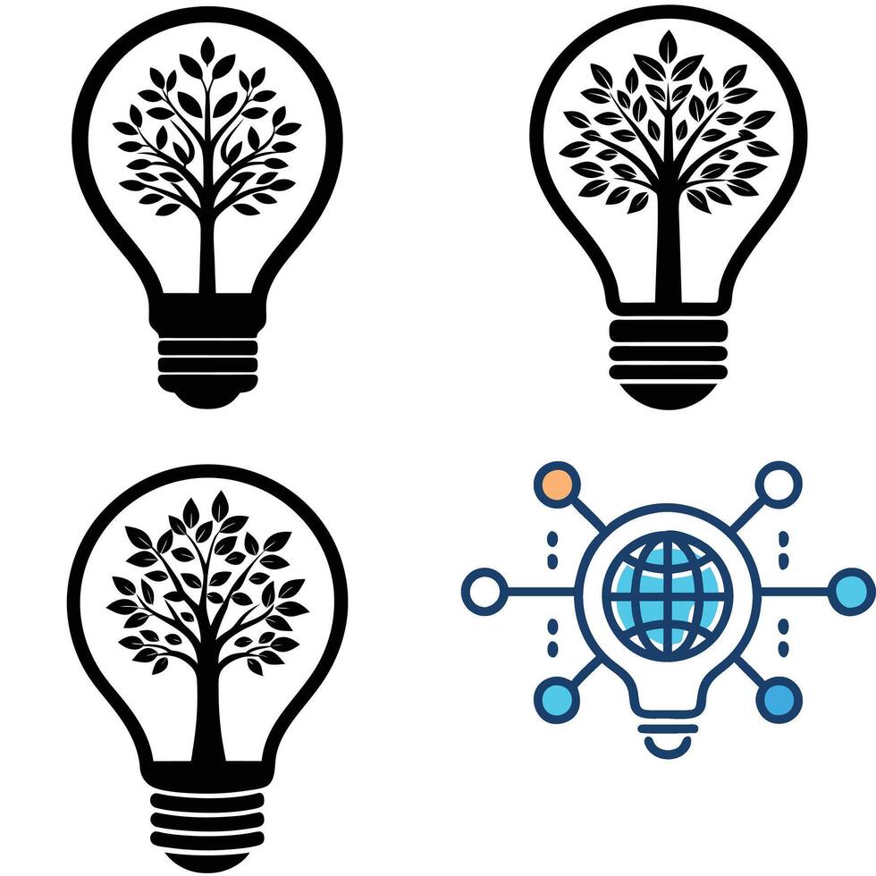 Exploring the Nexus of Innovation Light Bulbs Representing Global Connectivity vector