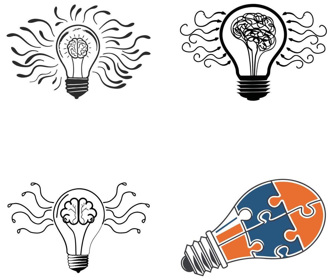 Bespoke Light Bulb Images Highlighting Global Brainstorming, vector