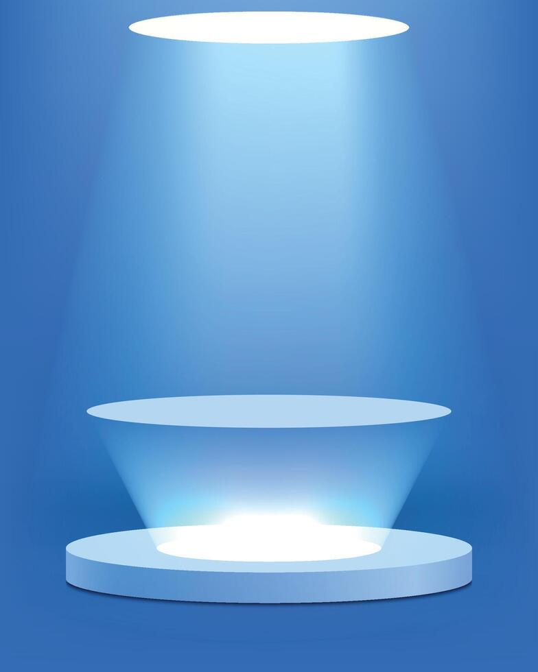 3d product presentation podium with digital technology light effect on blue background vector