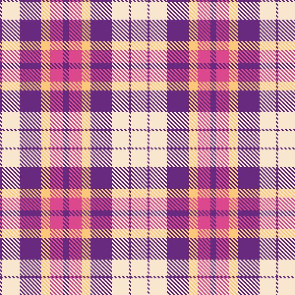 Deep Darkish Purple and Pale Off White Seamless Tartan Fabric Design vector