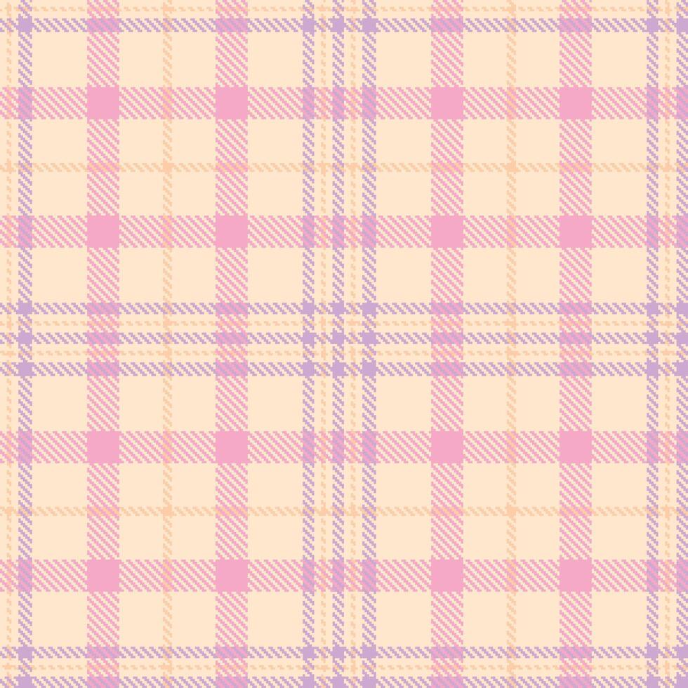 Modern Seamless Tartan in Pastel Light Peach tones Fabric Design vector