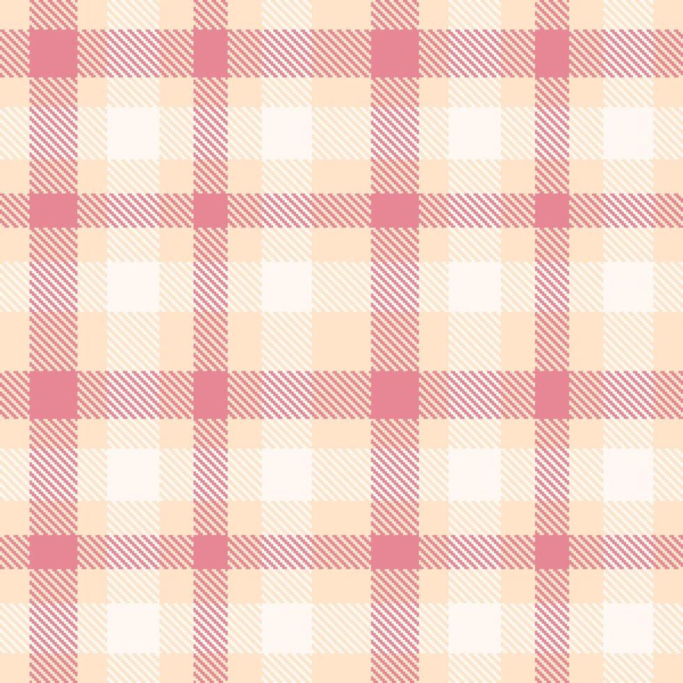 Modern Vivid Light Peach Seamless Tartan Fabric Design vector