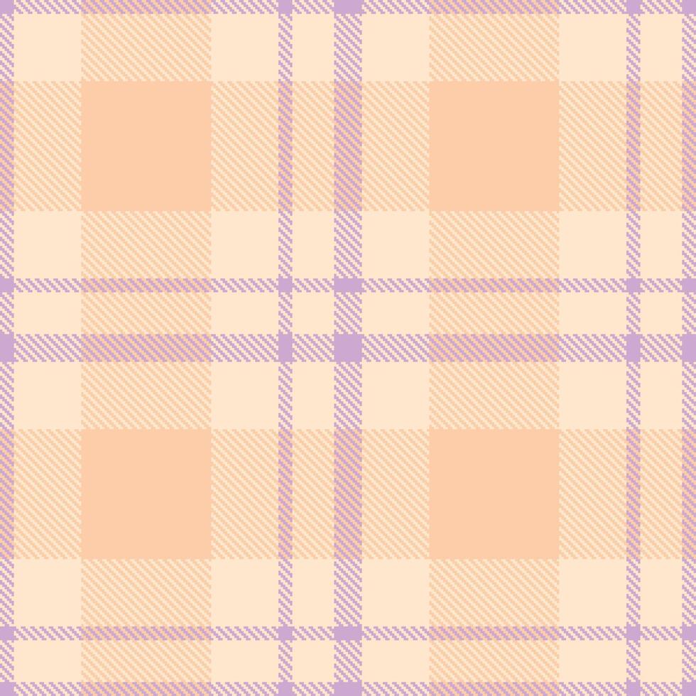 Dusty Light Peach and Pale Lilac Seamless Tartan Fabric Design vector