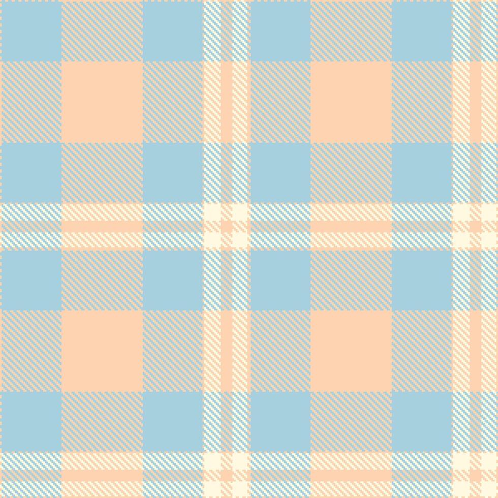 Smoky Light Peach and Soft Cloudy Blue Seamless Tartan Fabric Design vector