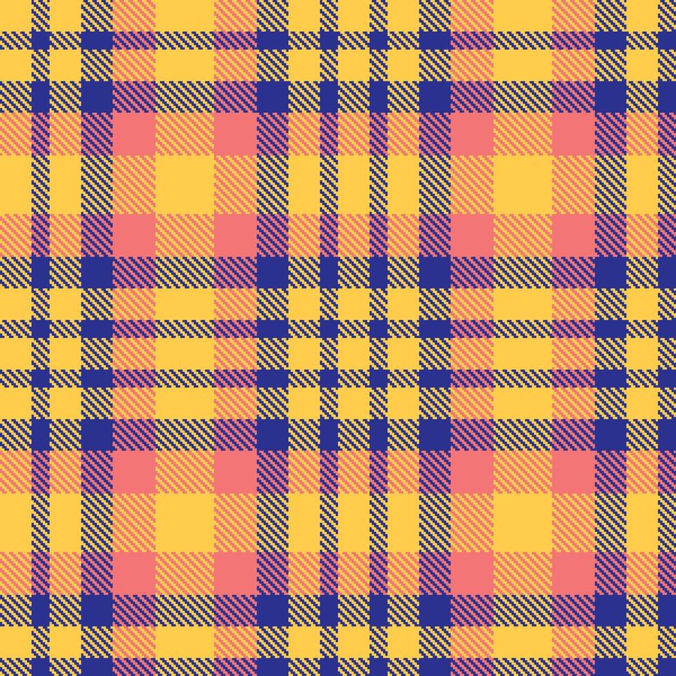 Neon Maize and Muted Cobalt Blue Seamless Tartan Fabric Design vector