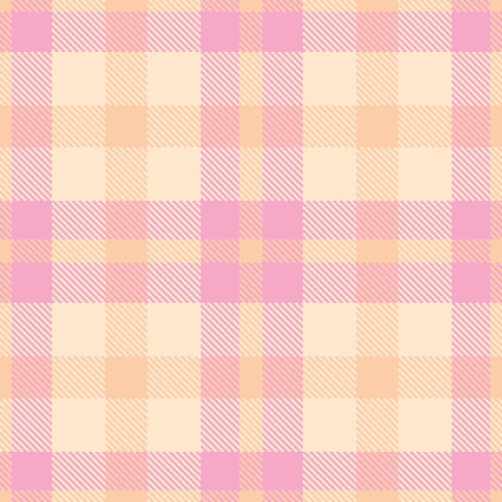 Vivid Light Peach and Soft Powder Pink Seamless Tartan Fabric Design vector