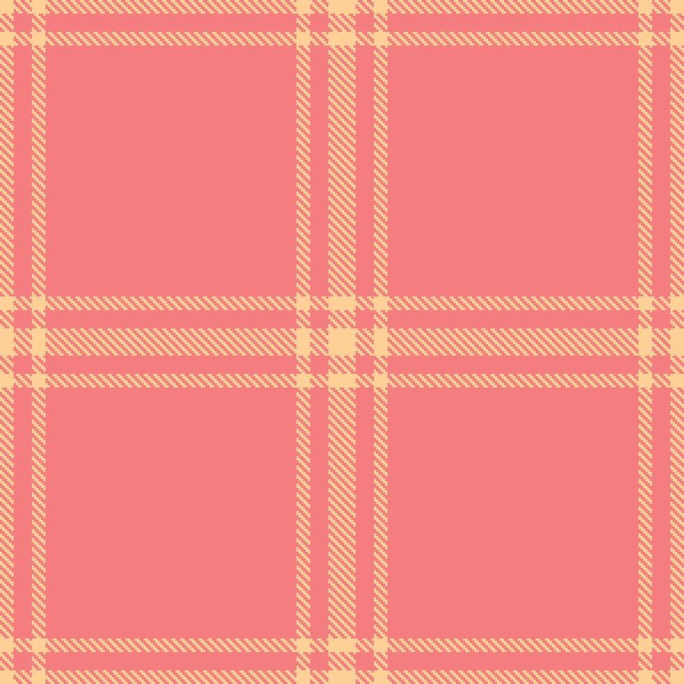 Metallic Light Peach and Deep Salmon Pink Seamless Tartan Fabric Design vector