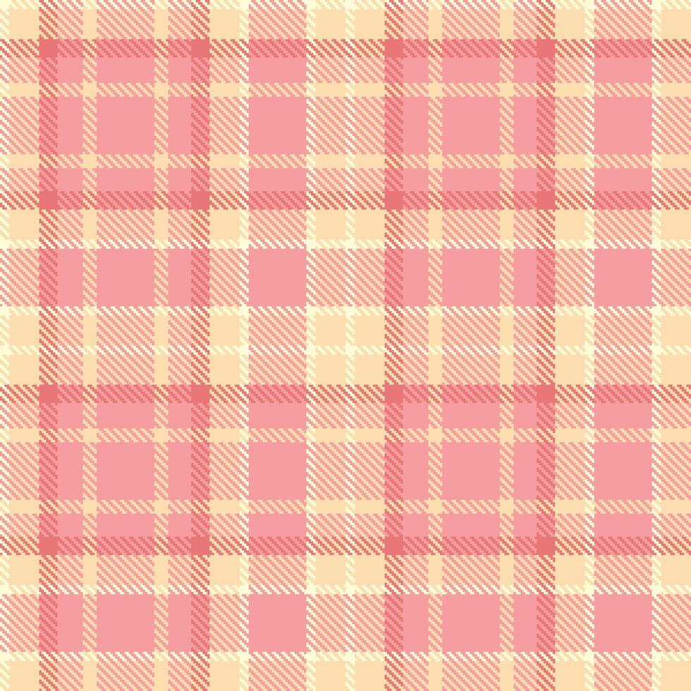 Modern Seamless Tartan in Neon Light Peach tones Fabric Design Variant 690 vector