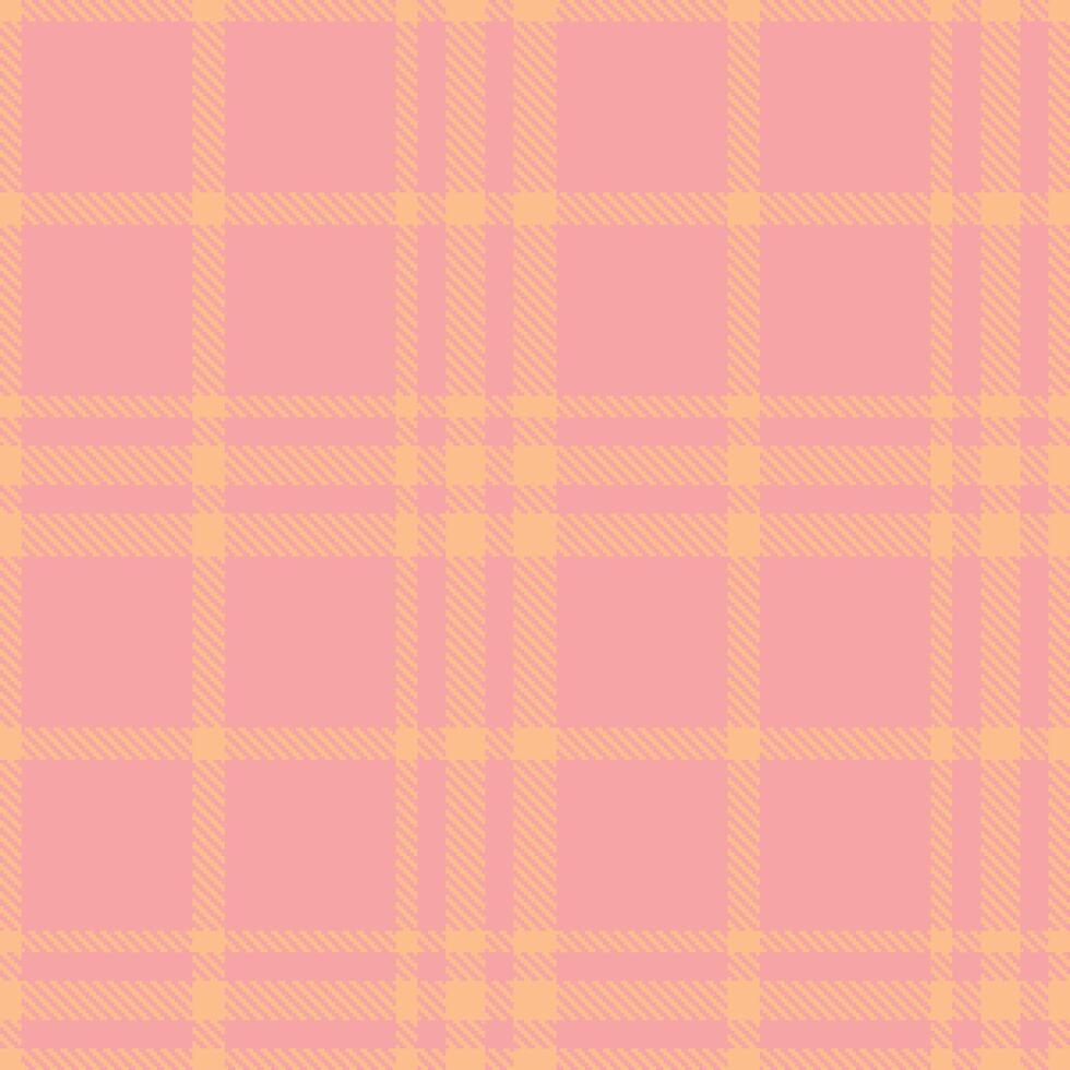 Vivid Peach and Light Blush Seamless Tartan Fabric Design vector