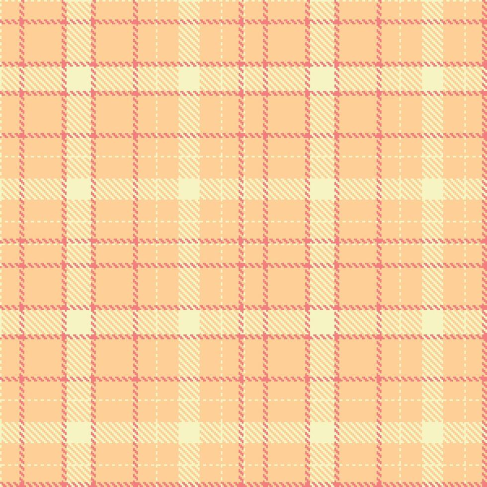 Modern Metallic Light Peach Seamless Tartan Fabric Design vector