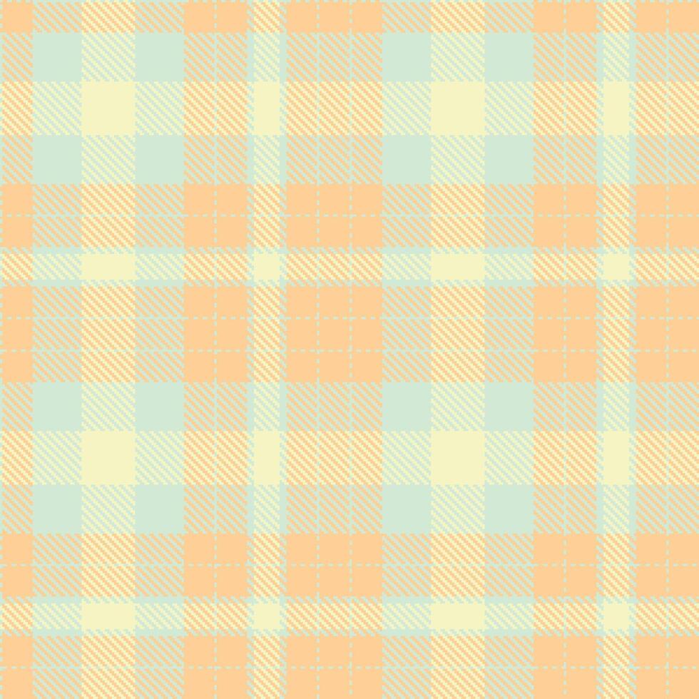 Rich Pale Aqua and Iridescent Light Peach Seamless Tartan Fabric Design vector