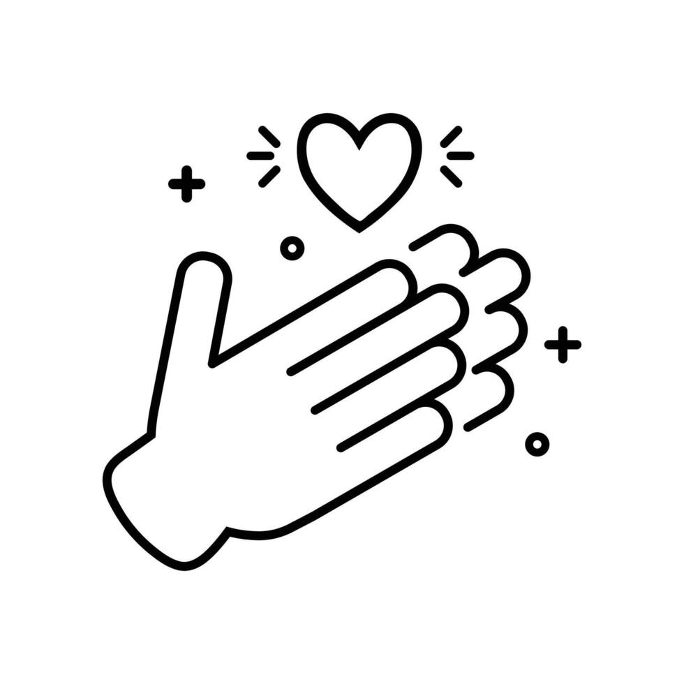 Applause icon in line style with thank you vector