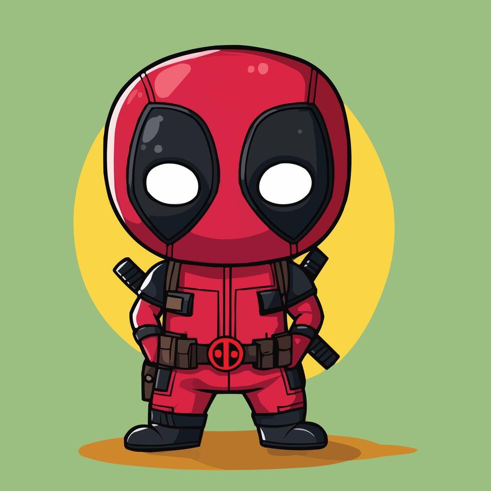 Cute Deadpool Character Design vector