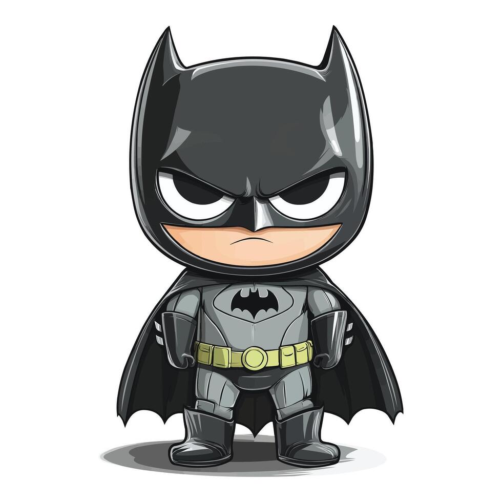 Cute Chibi Superhero Art with Black Costume vector