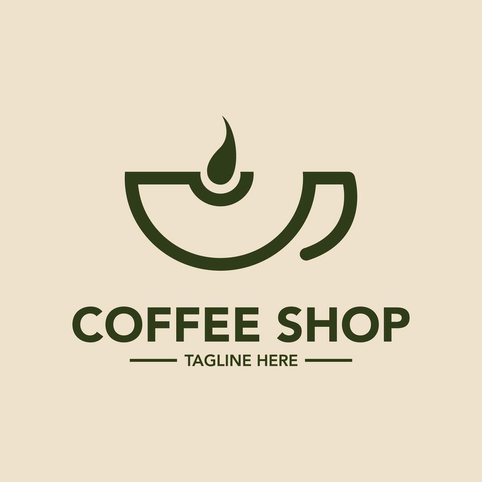 Coffee shop logo design modern and minimal logotype vector