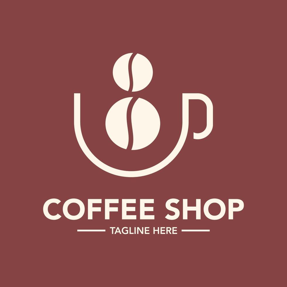 Coffee shop logo with line art style template illustration vector