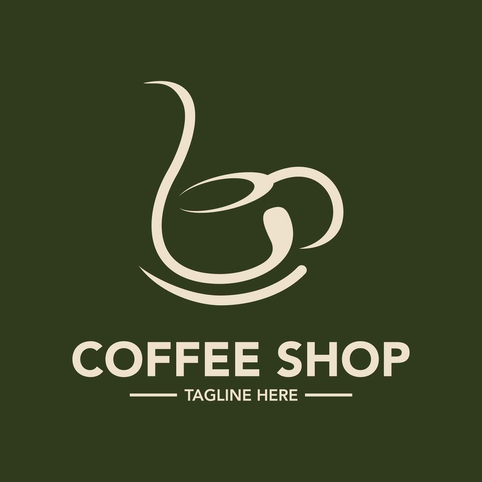 Coffee cafe logo design modern and minimal logotype icon vector