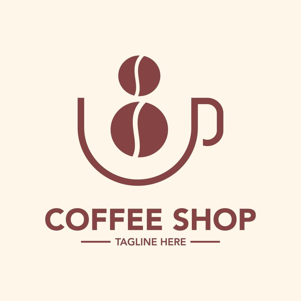 Minimalist coffee bean logo design template vector