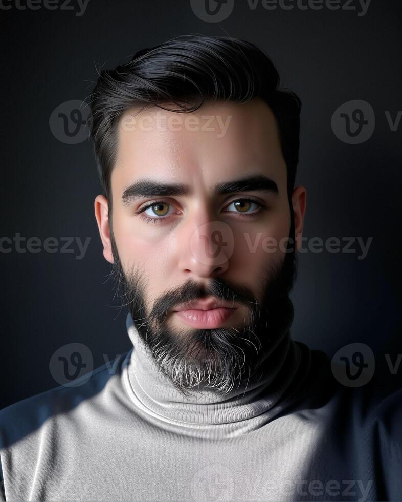 Portrait of a Confident Man with a Modern Turtleneck Sweater photo