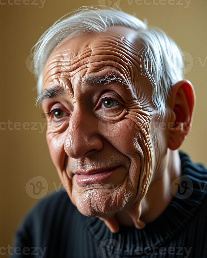 Emotional Portrait of an elderly man with expressive facial features photo