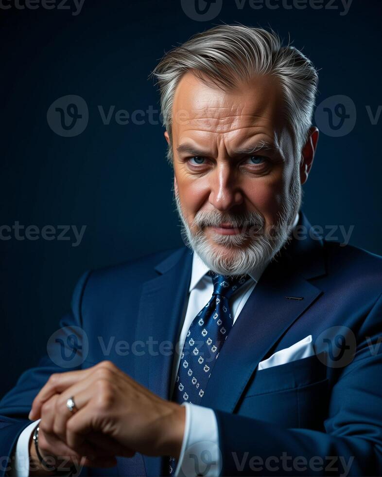 Confident Mature Businessman in Formal Attire with Intense Expression photo