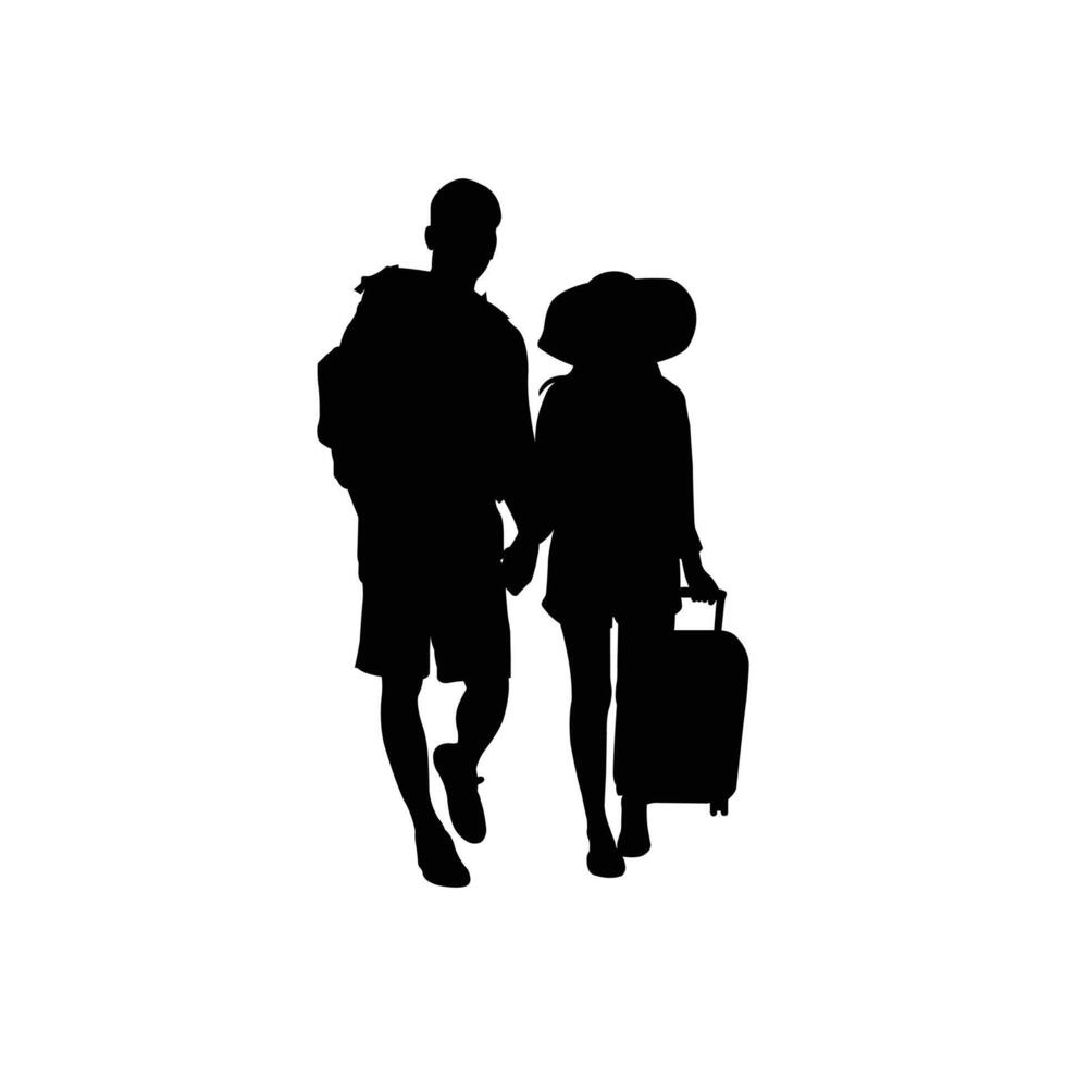 Travel Silhouette of People Exploring the World. vector