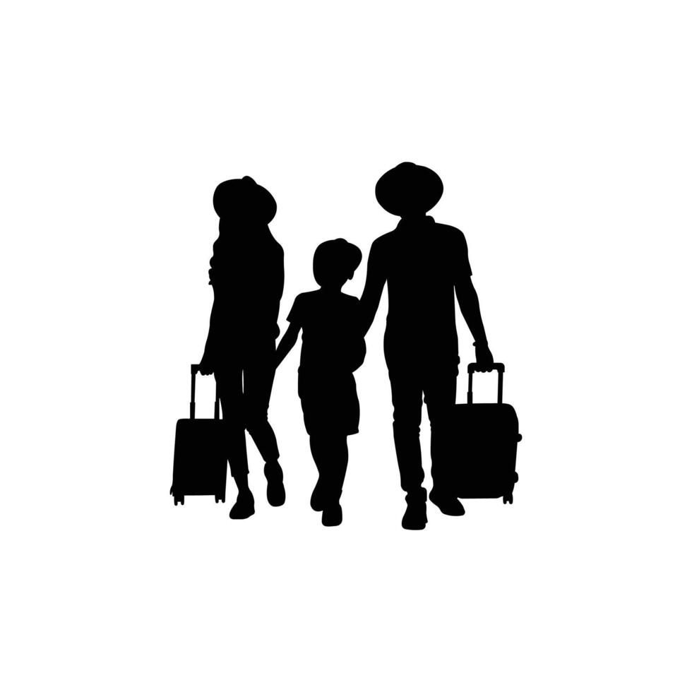 Travel Silhouette of a Family Enjoying a Holiday. vector