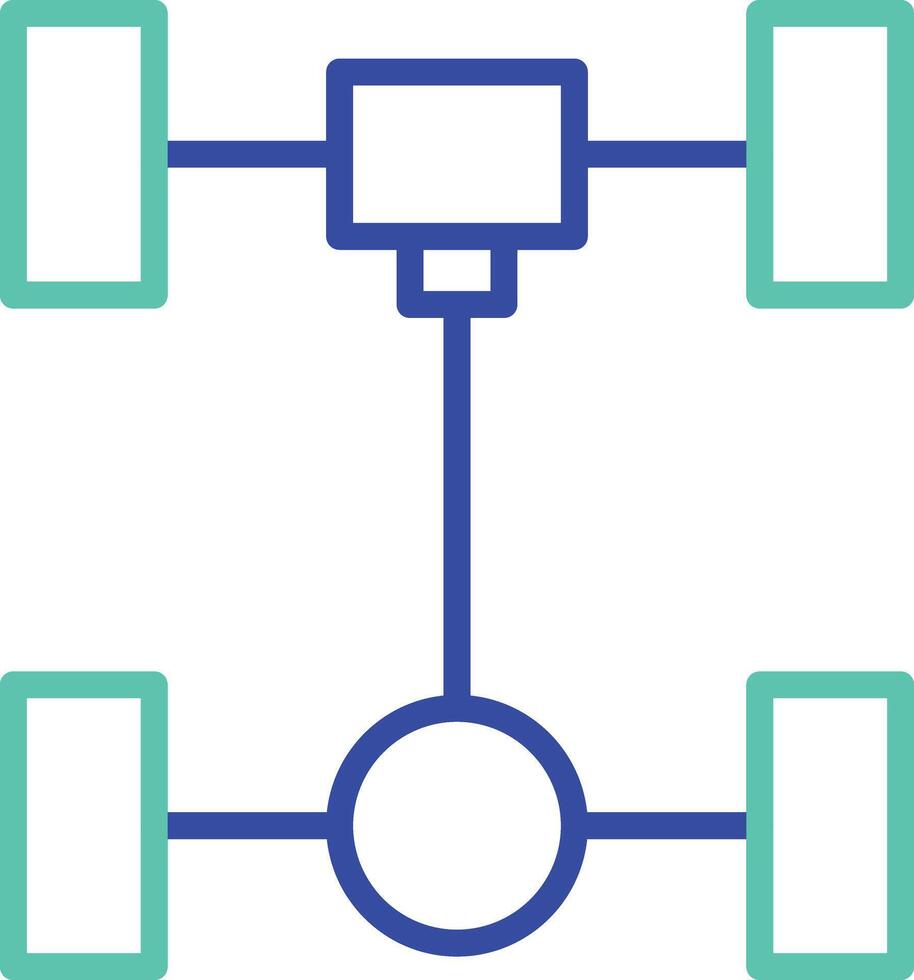 Car axle outline dual color icon vector