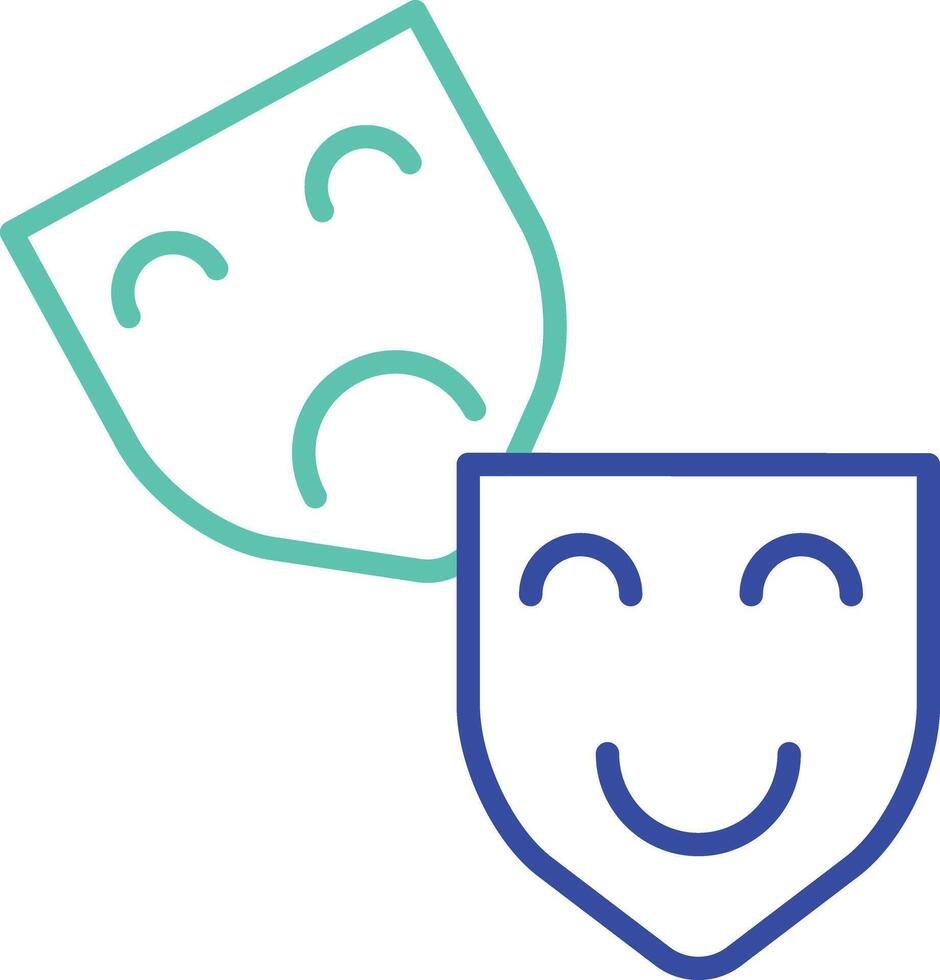 theatre outline dual color illustration icon design vector
