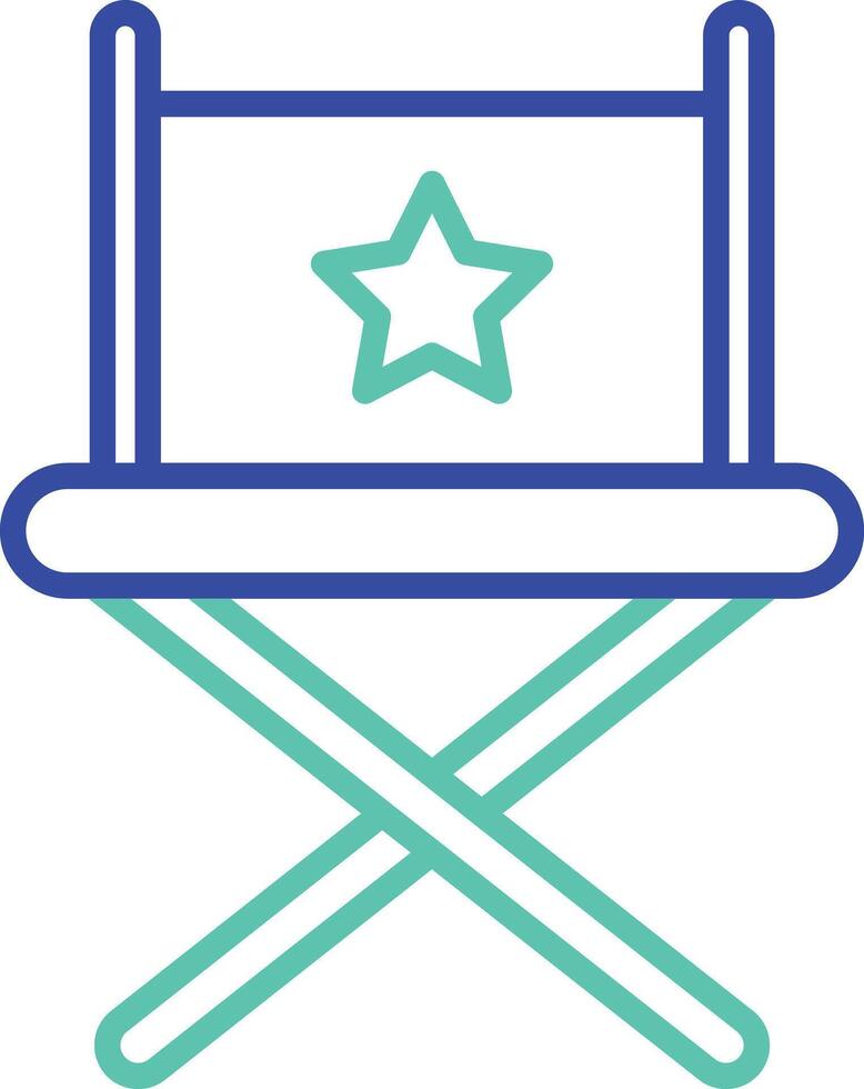 Director chair outline dual color illustration icon design vector