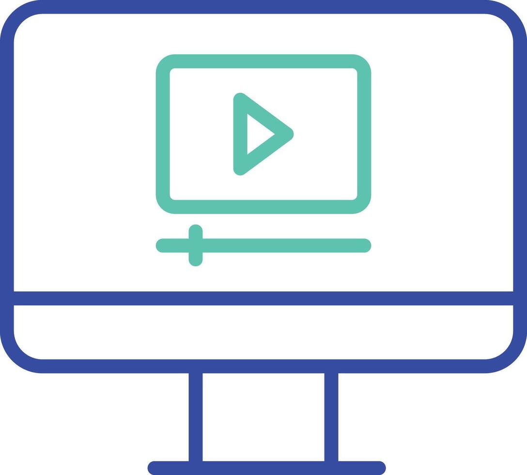monitor outline dual color illustration icon design vector