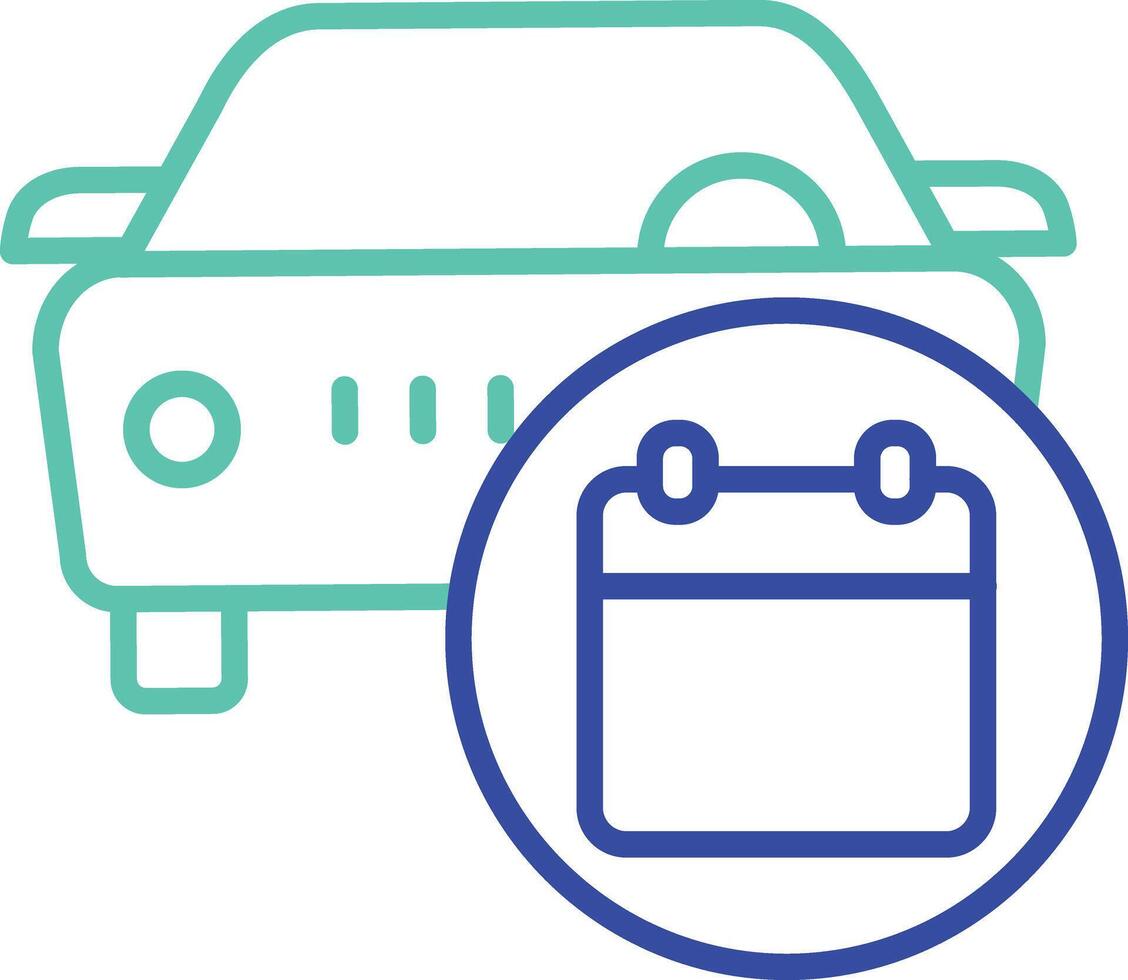 Car Service Date outline dual color icon vector