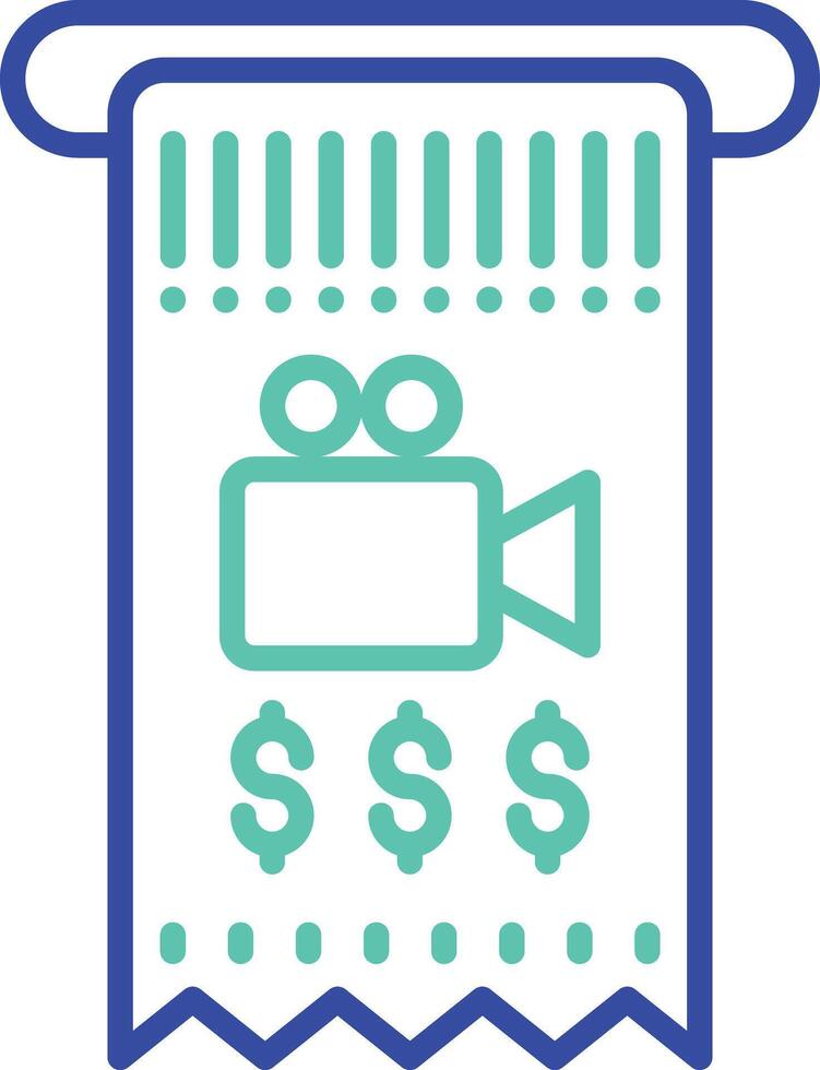 ticket vendor machine outline dual color illustration icon design vector