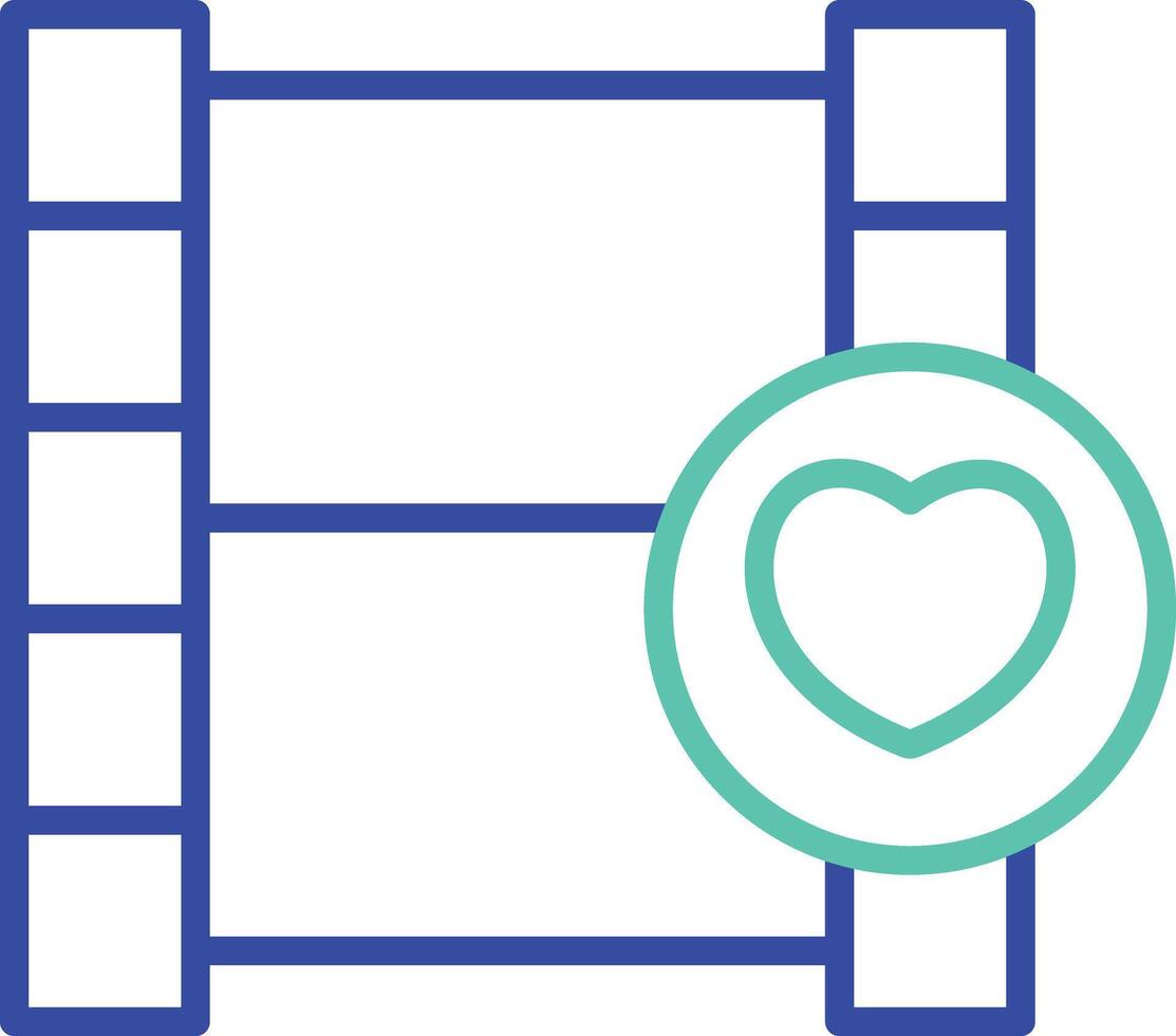 Fav Movie outline dual color illustration icon design vector