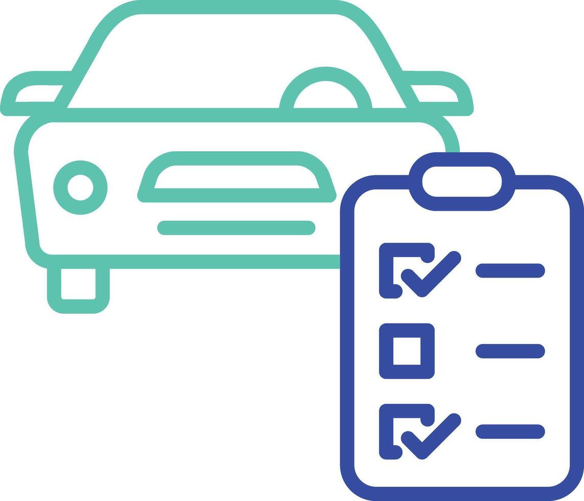 Car Check list outline dual color icon vector
