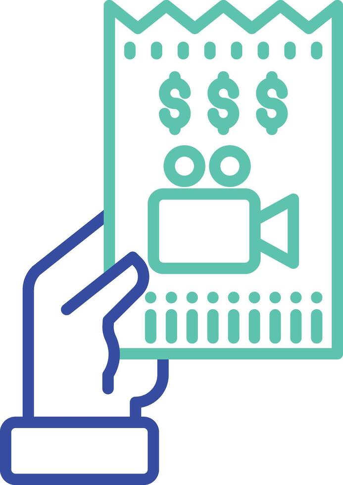 cinema ticket outline dual color illustration icon design vector