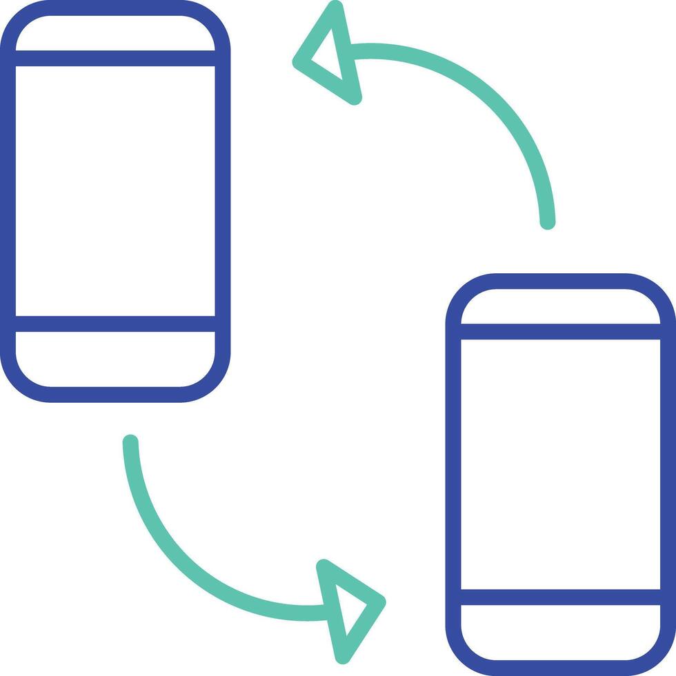 Mobile to mobile sync outline dual color illustration icon design vector