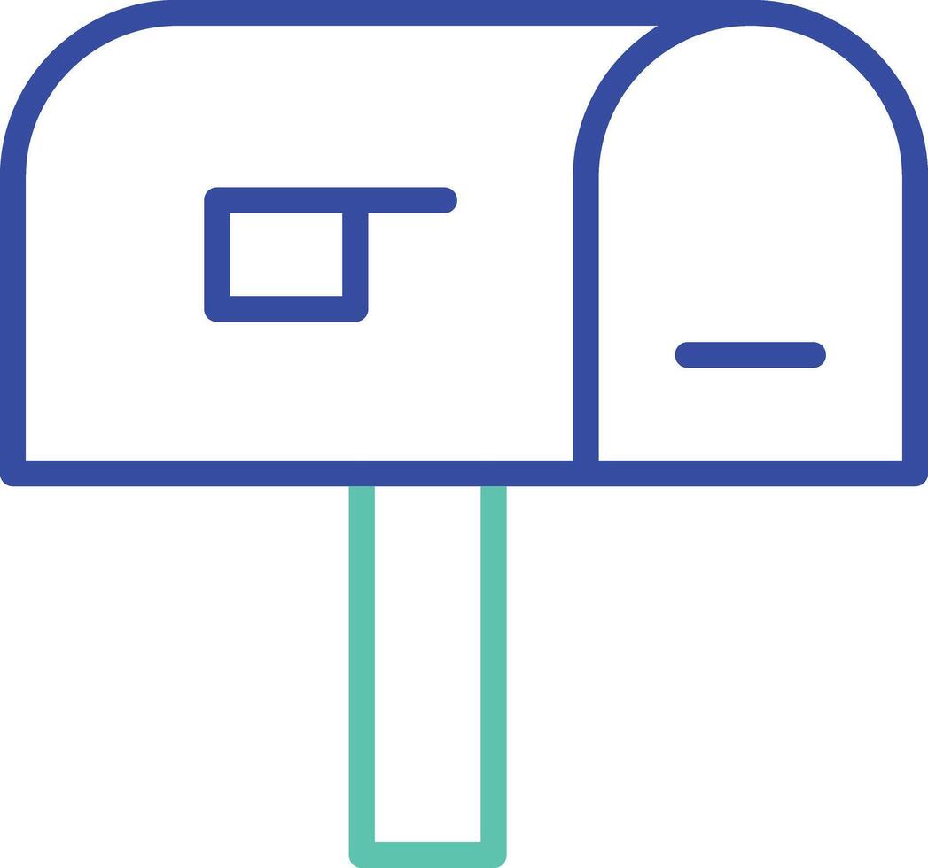 postbox outline dual color illustration icon design vector