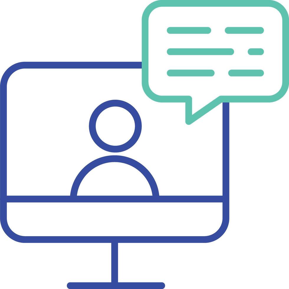 desktop user chat outline dual color illustration icon design vector