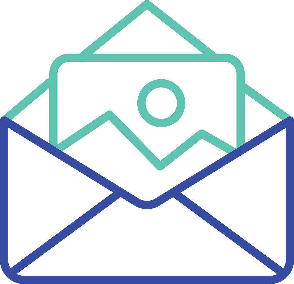 mail photo outline dual color illustration icon design vector