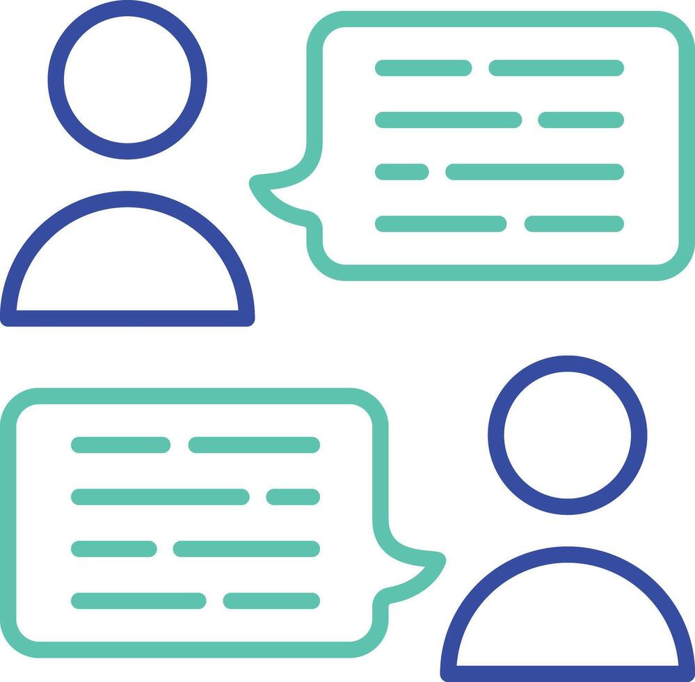 conversation chat outline dual color illustration icon design vector