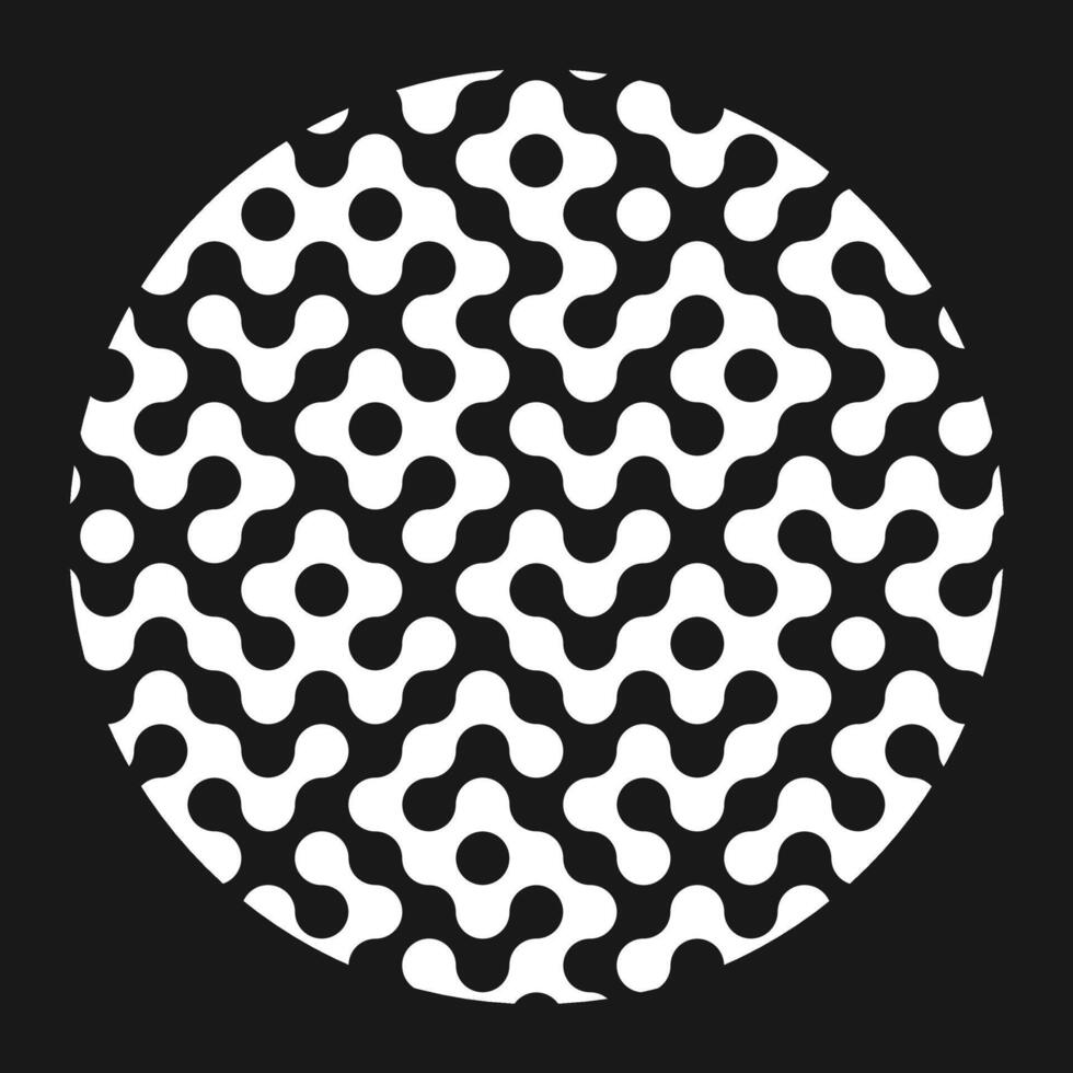 Circle White Curve Line Maze Pattern on Black Color Background vector