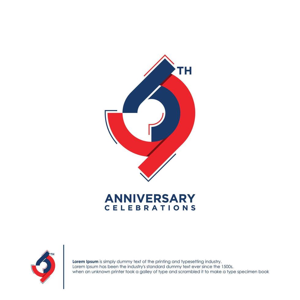 69 th Anniversary logotype design flat style design template vector