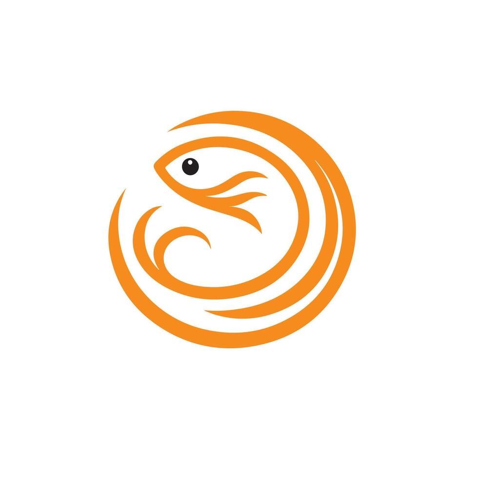 a fish logo with an orange circle vector