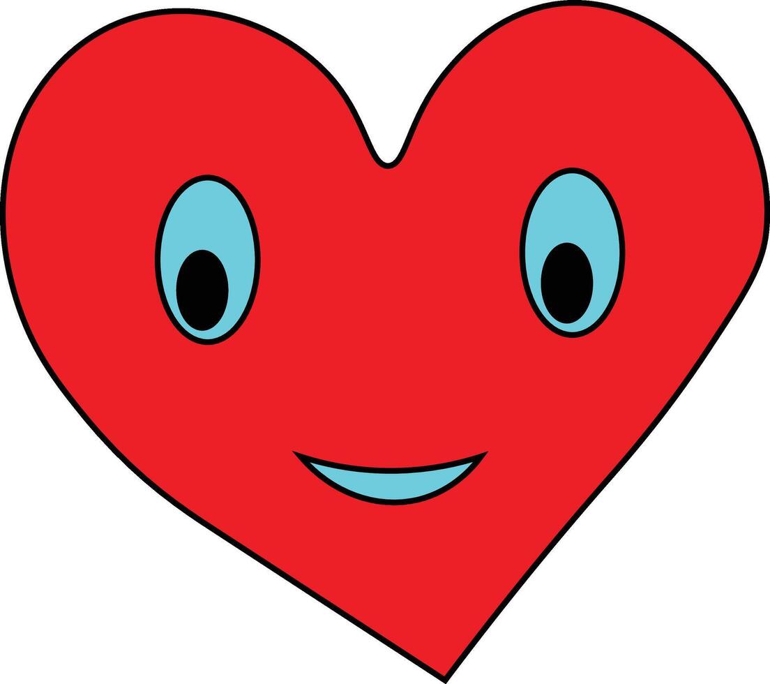 Cute Smiling Heart Illustration with Kawaii Eyes and Adorable Face Free Design vector