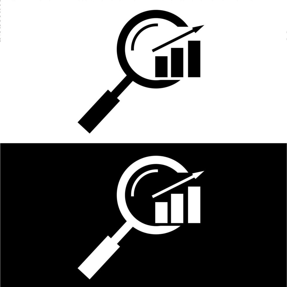 Magnifying glass icon with a bar graph vector